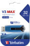 Verbatim V3 MAX - USB 3.0 Drive 32 GB - Blue - 32 GB - USB Type-A - 3.2 Gen 1 (3.1 Gen 1) - 175 MB/s - Slide - Blue