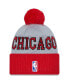 ფოტო #1 პროდუქტის Men's Red, Gray Chicago Bulls Tip-Off Two-Tone Cuffed Knit Hat with Pom