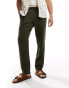 Фото #1 товара Threadbare cotton linen trousers with elasticated waist in khaki