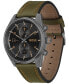 ფოტო #2 პროდუქტის Men's Skytraveller Quartz Fashion Chrono Green Leather Watch 44mm