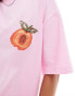 Фото #4 товара ASOS DESIGN oversized t-shirt with peach back graphic in pink