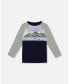 ფოტო #1 პროდუქტის Big Boys Raglan T-Shirt With Print Sage And Navy