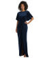 Фото #1 товара Women's Flutter Sleeve Open-Back Velvet Maxi Dress with Draped Wrap Skirt