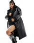 Фото #1 товара NA-KD oversized bonded maxi coat in black