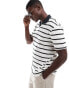 ASOS DESIGN relaxed fit polo in black and white stripe