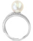 ფოტო #3 პროდუქტის EFFY® Cultured Freshwater Pearl (10mm) and Diamond (1/5 ct. t.w.) Ring in 14k White Gold and Yellow Gold