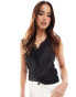 Фото #1 товара YAS v neck lace detail vest top in black - BLACK