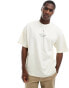 Фото #2 товара Selected Homme oversized heavy weight t-shirt with script backprint in cream