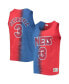 Фото #2 товара Men's Drazen Petrovic Blue, Red New Jersey Nets Hardwood Classics Tie-Dye Name and Number Tank Top