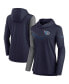 ფოტო #1 პროდუქტის Women's Navy and Heathered Charcoal Tennessee Titans Chevron Hoodie Performance Long Sleeve T-shirt