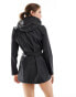 JDY belted raincoat with hood in black