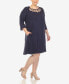 ფოტო #3 პროდუქტის Plus Size Criss Cross Neckline 3/4 Sleeve Swing Dress