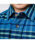 ფოტო #7 პროდუქტის Boys Organic Long Sleeve Flannel Button Down Shirt with Elbow Patches, Infant