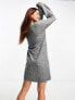 Фото #3 товара JDY v neck balloon sleeve knitted mini dress in dark grey melange