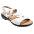 Trotters Riva T2016-100 Womens White Wide Leather Strap Sandals Shoes 11