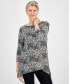 Фото #1 товара Women's 3/4 Sleeve Printed Jacquard Swing Top, Created for Macy's