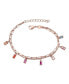 Children's 18k Rose Gold Plated with Rainbow Multi-Color Cubic Zirconia Adjustable Birthstone Charm Bracelet