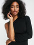 Фото #3 товара Vila one shoulder knitted midi dress in black