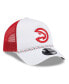 Men's White/Red Atlanta Hawks Court Sport Foam A-Frame 9FORTY Adjustable Trucker Hat