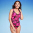 Фото #1 товара Women's UPF 50 Cinch-Front One Piece Swimsuit - Aqua Green Multi S