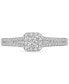 ფოტო #3 პროდუქტის Diamond Halo Double Row Engagement Ring (1/2 ct. t.w.) in 14k White Gold