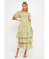 Women's Gingham Striped Multi Tiered Maxi