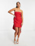 Forever New Petite strapless trailing bow mini dress in red