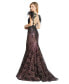 ფოტო #3 პროდუქტის Women's Embellished Feather Cap Sleeve Illusion Neck Trump