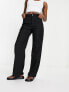 Monki straight leg tailored trousers in black