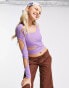 Фото #1 товара COLLUSION long sleeve cut out rib top in purple