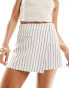 Stradivarius linen look wrap detail skort in rustic stripe