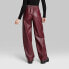 Фото #2 товара Women's High-Rise Straight Leg Faux Leather Cargo Pants - Wild Fable Burgundy