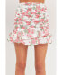 ფოტო #2 პროდუქტის Women's Floral Linen Ruffled Mini Skirt