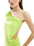 Фото #5 товара ASOS DESIGN satin asymmetric maxi dress with open back detail in lime green