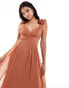 Forever New ruffle shoulder maxi dress in rose brown