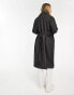 JDY longline belted coat in grey