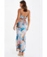 ფოტო #3 პროდუქტის Women's Marble Cowl Tie Back Maxi Dress