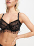 Фото #1 товара ASOS DESIGN Fuller Bust exclusive Tallulah flocked bow mesh underwired bra in black