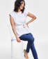 Фото #3 товара Women's Crewneck Belted Top, Created for Macy's