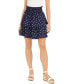 Maison Jules Women's Polka Dot Smocked Tiered Skirt Blue White L