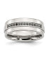 ფოტო #1 პროდუქტის Stainless Steel Polished Black Cubic Zirconia Band Ring