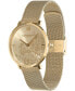 Фото #4 товара Women's Floral Gold-Tone Stainless Steel Mesh Bracelet Watch 35mm