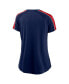 Women's Navy, Red Cleveland Indians True Classic League Diva Pinstripe Raglan V-Neck T-shirt