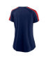 ფოტო #4 პროდუქტის Women's Navy, Red Cleveland Indians True Classic League Diva Pinstripe Raglan V-Neck T-shirt