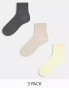 ASOS DESIGN 3 pack rib ankle socks in pastels