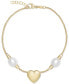 ფოტო #1 პროდუქტის Cultured Freshwater Pearl (7 1/4 x 8mm) Heart Link Bracelet in 14k Gold-Plated Sterling Silver