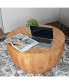 Retro Barrel Coffee Table with Storage, Solid Wood and MDF