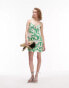 Фото #4 товара Topshop printed linen strappy mini dress in green