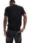 GANT pointelle textured knit polo in black