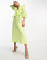 Nobody's Child Dani puff sleeve cut out midaxi dress in lime